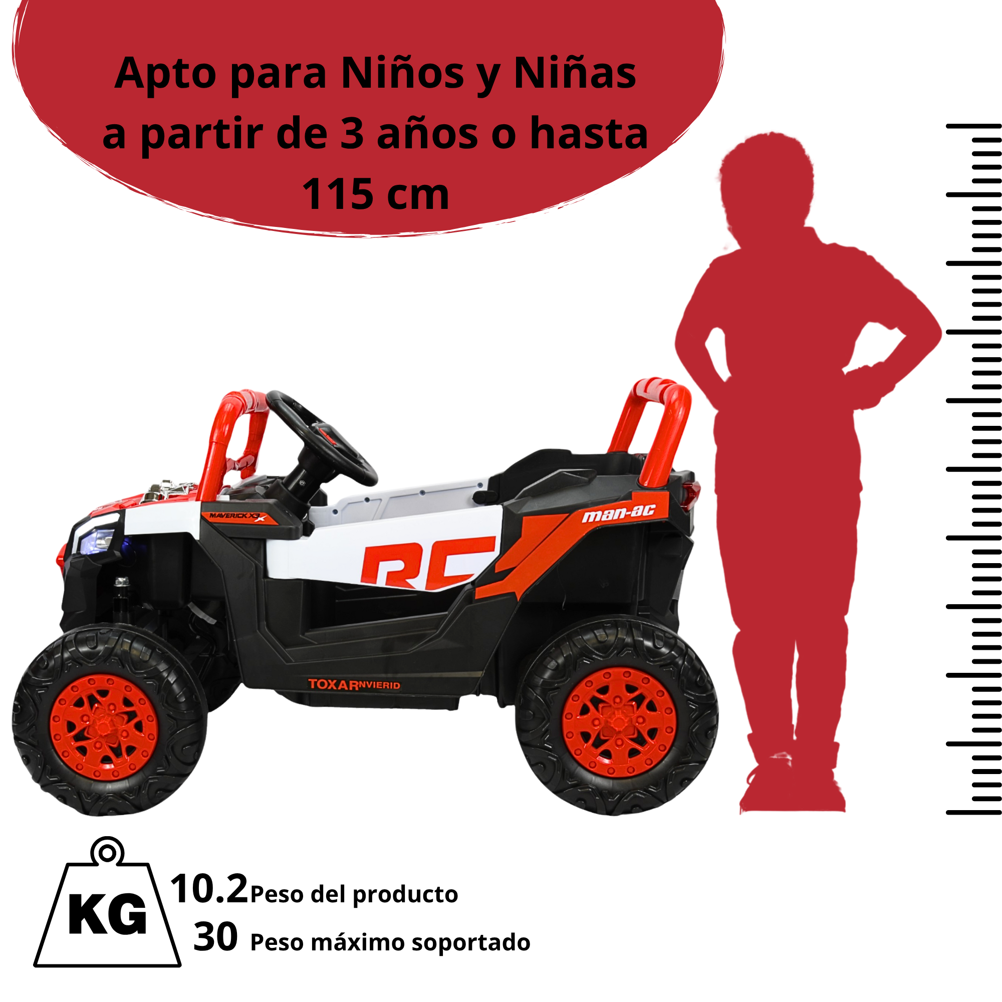 Foto 7 pulgar | Montable Electrico Para Niños Mini 4x4 Bluetooth Luz Sonido Batería 12v - Rojo