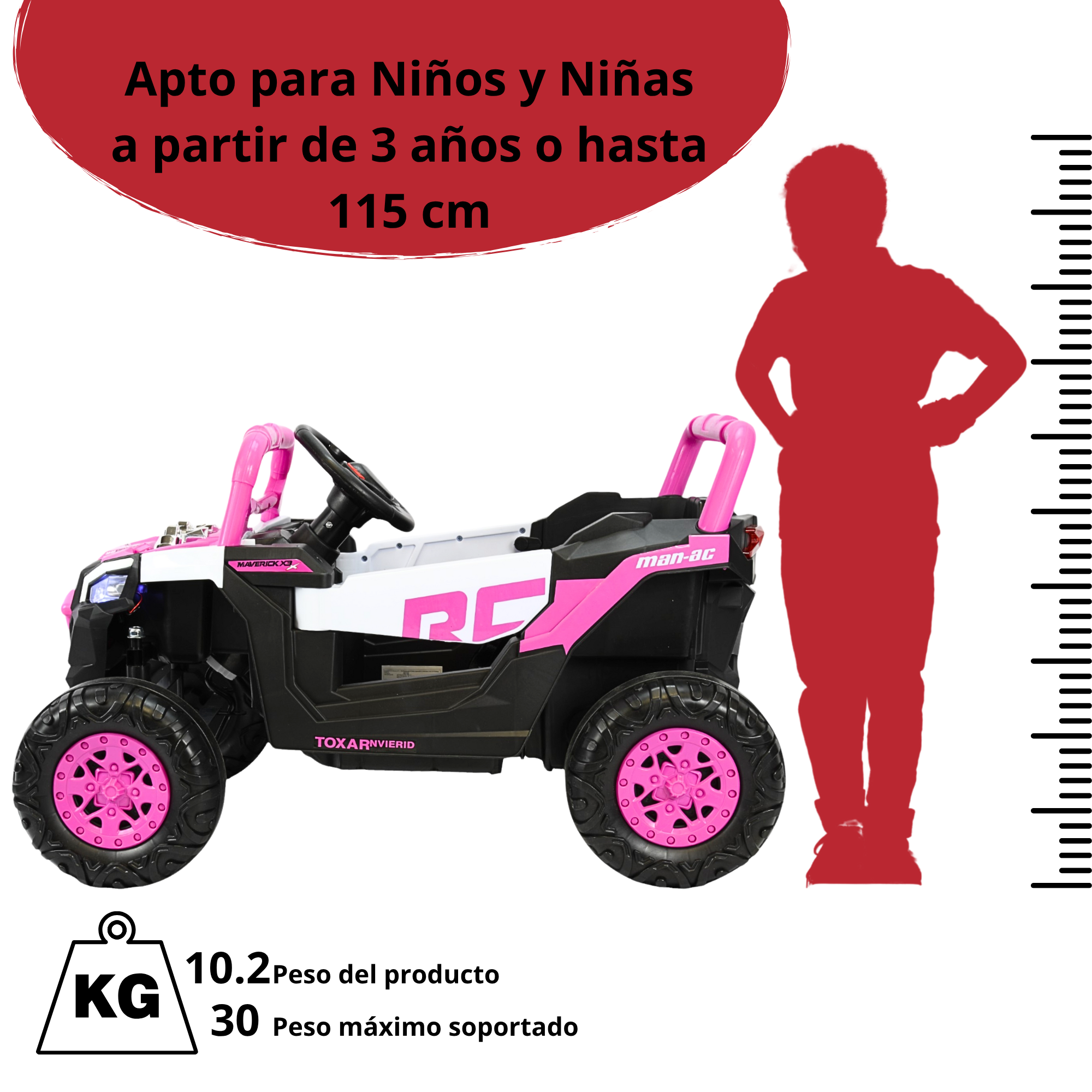 Foto 6 | Montable Electrico Para Niños Mini 4x4 Bluetooth Luz Sonido Batería 12v - Rosa