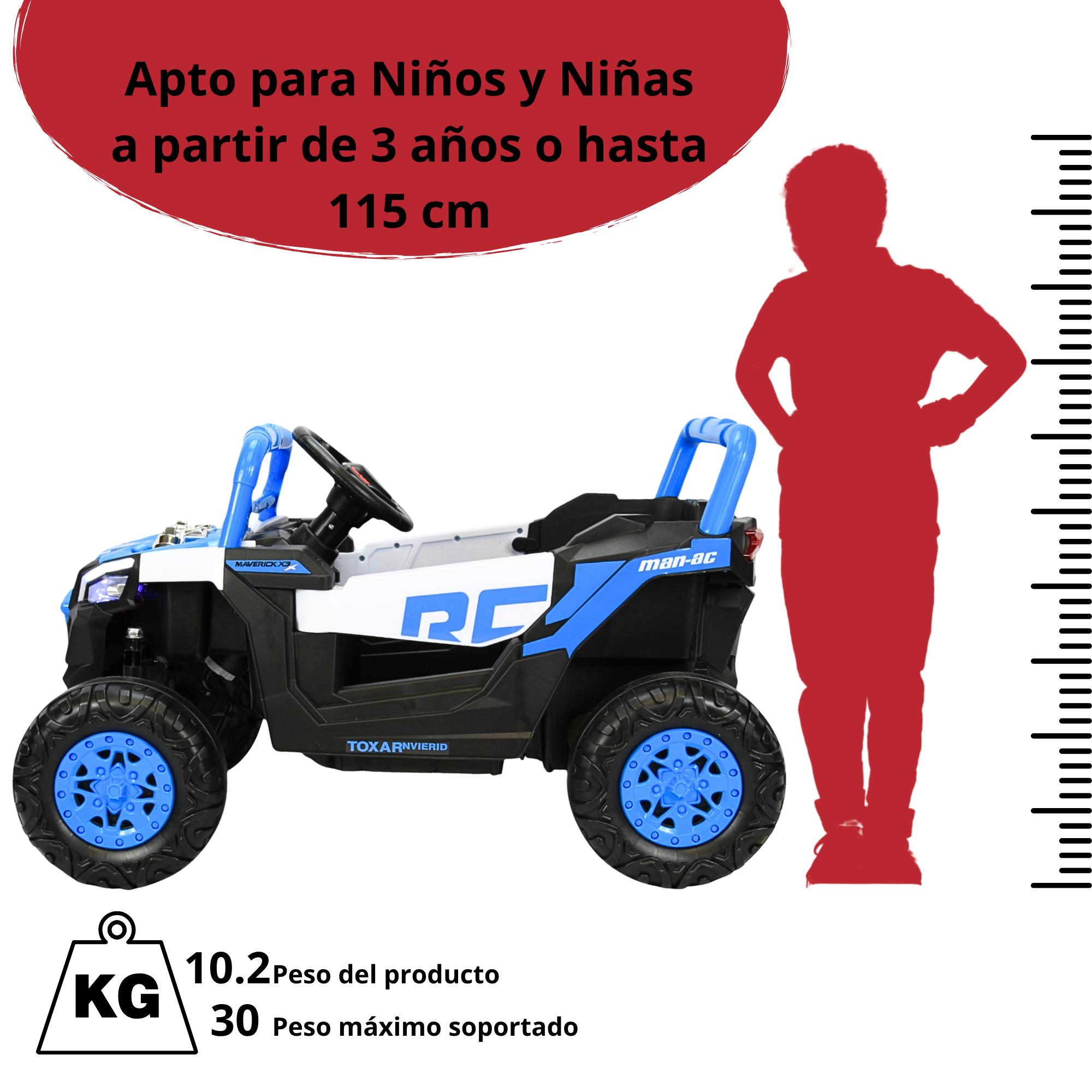 Foto 7 pulgar | Montable Electrico Para Niños Mini 4x4 Bluetooth Luz Sonido Batería 12v - Azul