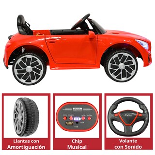Foto 4 | Montable Electrico Para Niños Mini Gt Bluetooth Usb Y Auxiliar Luces Sonido Batería 12v - Rojo