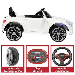 Foto 4 | Montable Electrico Para Niños Mini Gt Bluetooth Usb Y Auxiliar Luces Sonido Batería 12v - Blanco