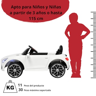 Foto 6 | Montable Electrico Para Niños Mini Gt Bluetooth Usb Y Auxiliar Luces Sonido Batería 12v - Blanco