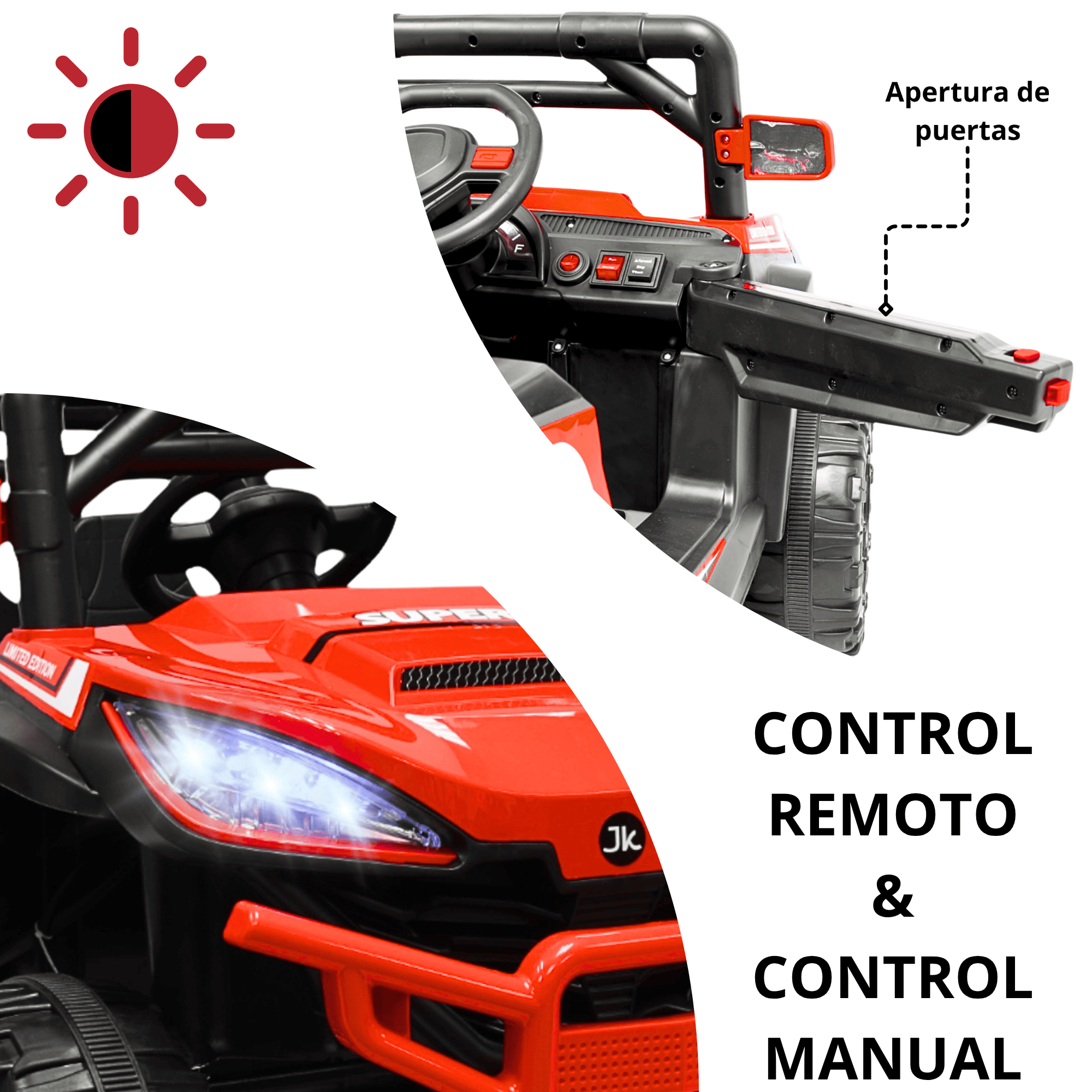 Foto 3 pulgar | Montable Electrico Para Niños Camioneta Racer Usb Auxiliar Luces Sonido Batería 12v - Rojo