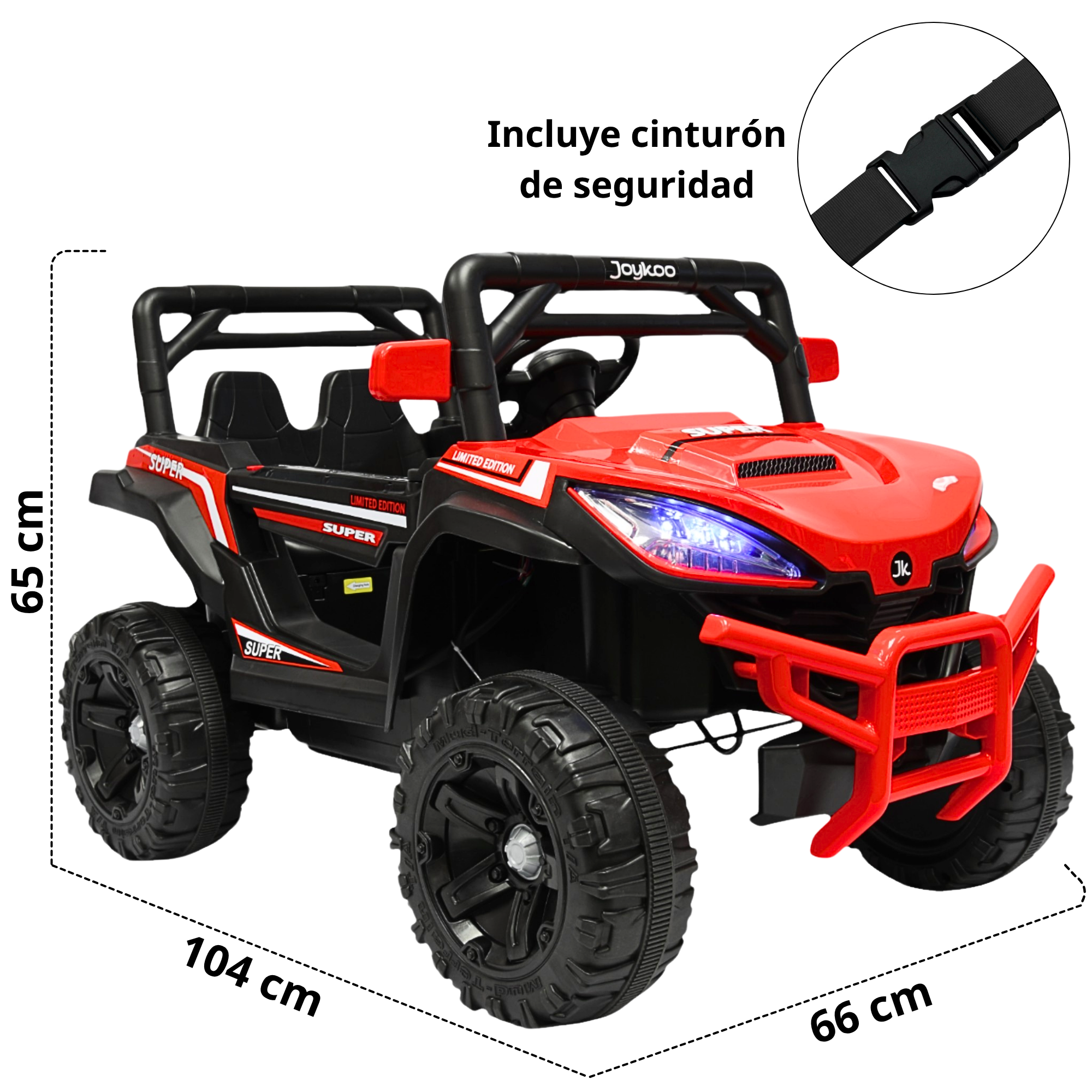 Foto 5 pulgar | Montable Electrico Para Niños Camioneta Racer Usb Auxiliar Luces Sonido Batería 12v - Rojo