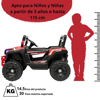 Foto 6 | Montable Electrico Para Niños Camioneta Racer Usb Auxiliar Luces Sonido Batería 12v - Rojo