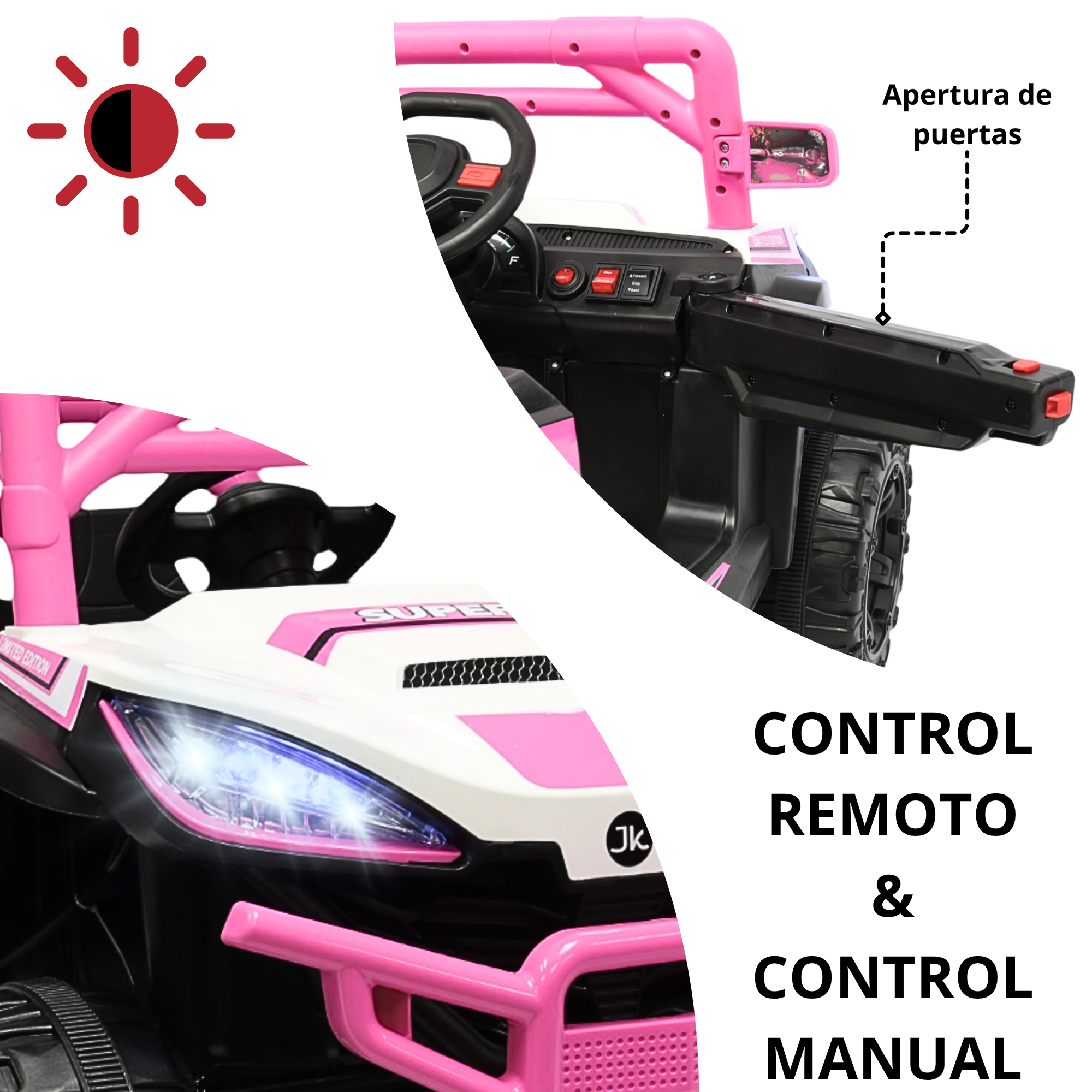 Foto 3 pulgar | Montable Electrico Para Niños Camioneta Racer Usb Auxiliar Luces Sonido Batería 12v - Rosa