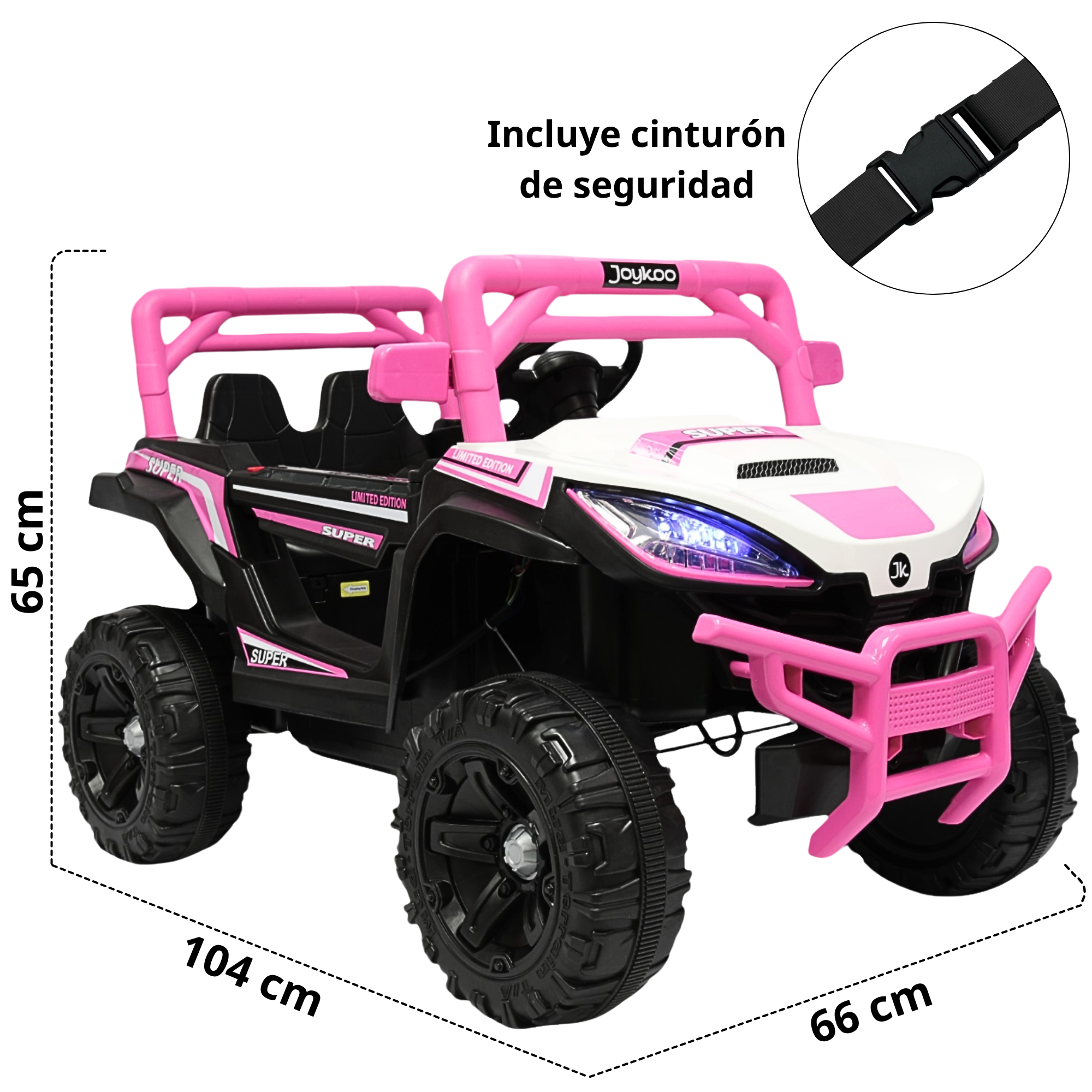 Foto 5 pulgar | Montable Electrico Para Niños Camioneta Racer Usb Auxiliar Luces Sonido Batería 12v - Rosa