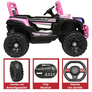 Foto 5 | Montable Electrico Para Niños Camioneta Racer Usb Auxiliar Luces Sonido Batería 12v - Rosa