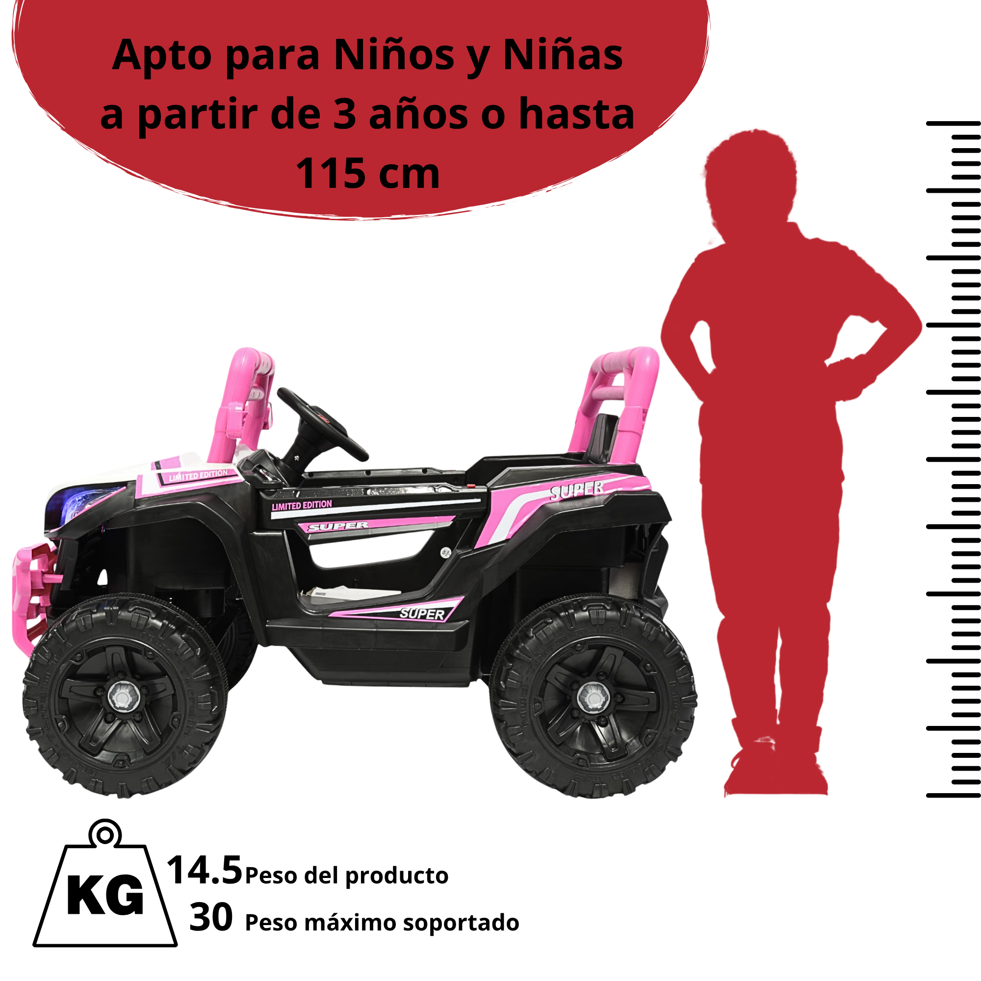 Foto 7 pulgar | Montable Electrico Para Niños Camioneta Racer Usb Auxiliar Luces Sonido Batería 12v - Rosa