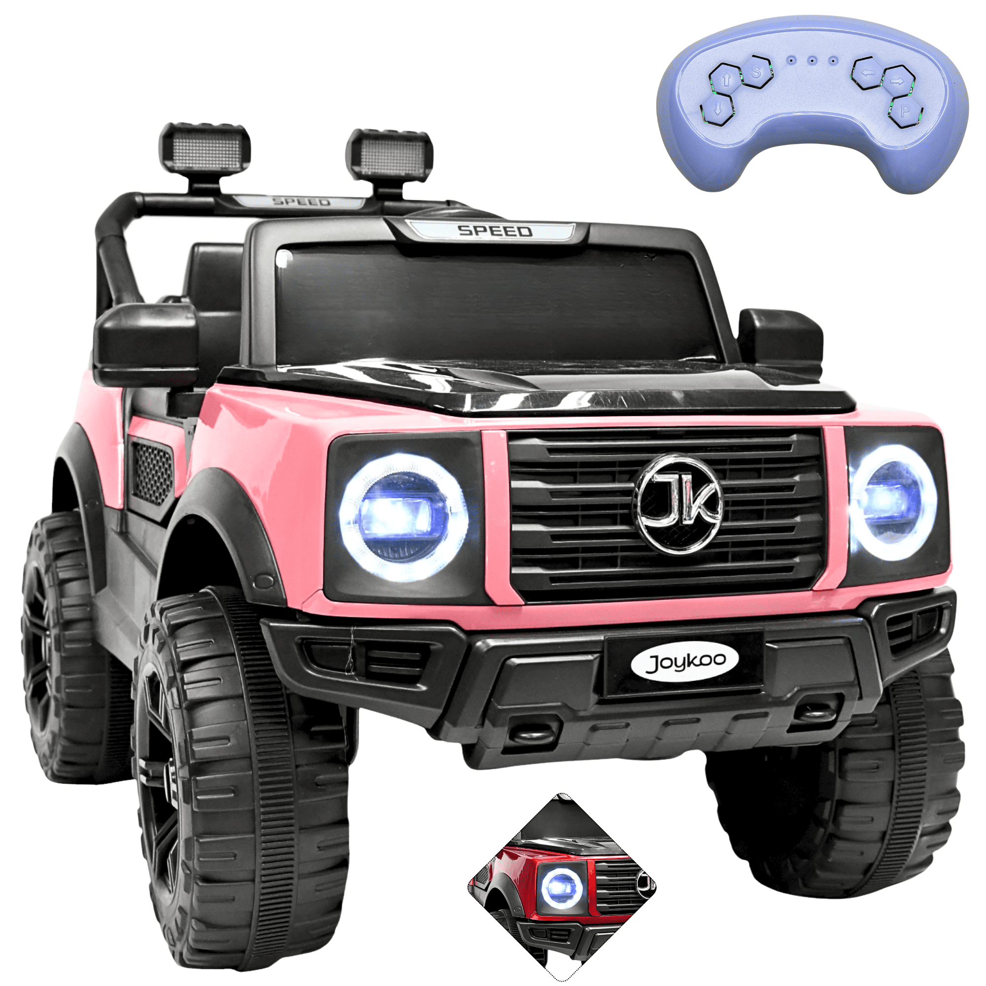 Camioneta Montable Electrica Para Niños Función Mecedora Luz Sonido Bluetooth 12v - Rosa