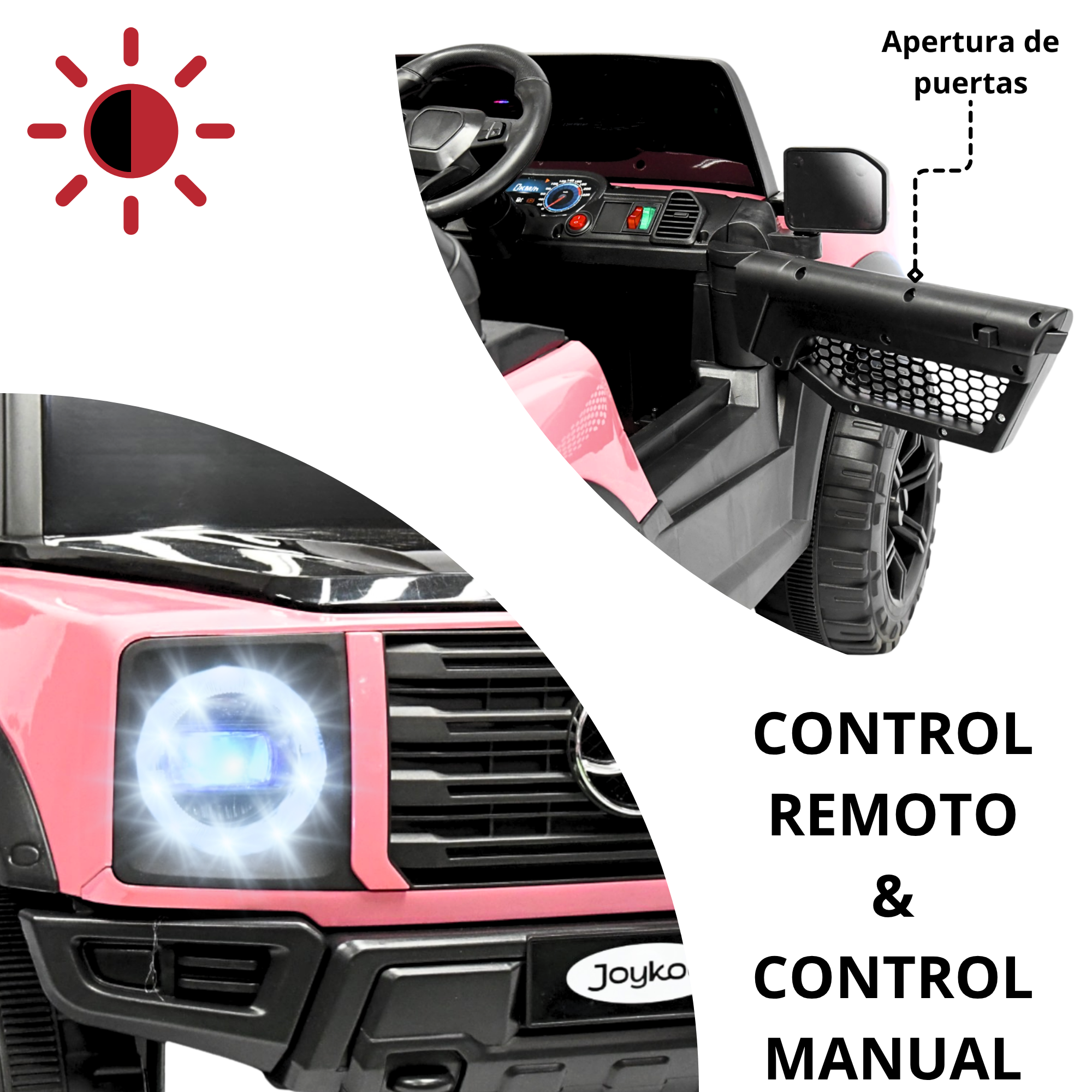 Foto 2 | Camioneta Montable Electrica Para Niños Función Mecedora Luz Sonido Bluetooth 12v - Rosa