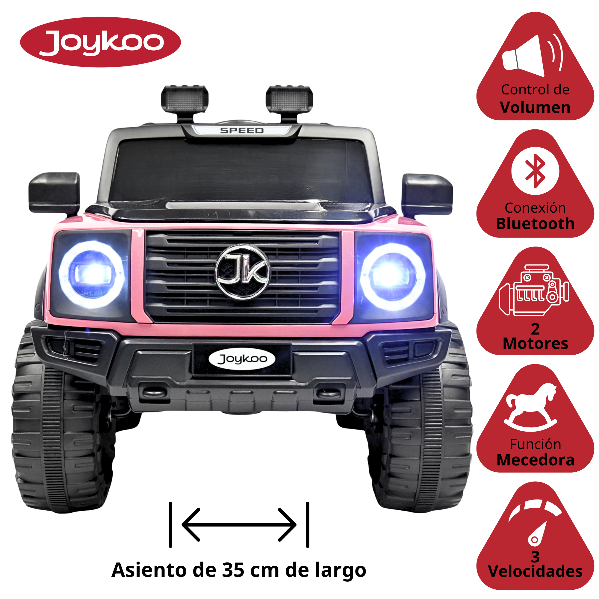 Foto 4 pulgar | Camioneta Montable Electrica Para Niños Función Mecedora Luz Sonido Bluetooth 12v - Rosa