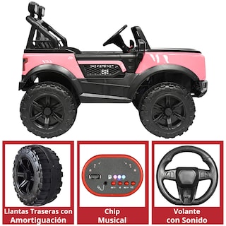 Foto 4 | Camioneta Montable Electrica Para Niños Función Mecedora Luz Sonido Bluetooth 12v - Rosa