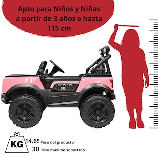 Foto 6 | Camioneta Montable Electrica Para Niños Función Mecedora Luz Sonido Bluetooth 12v - Rosa