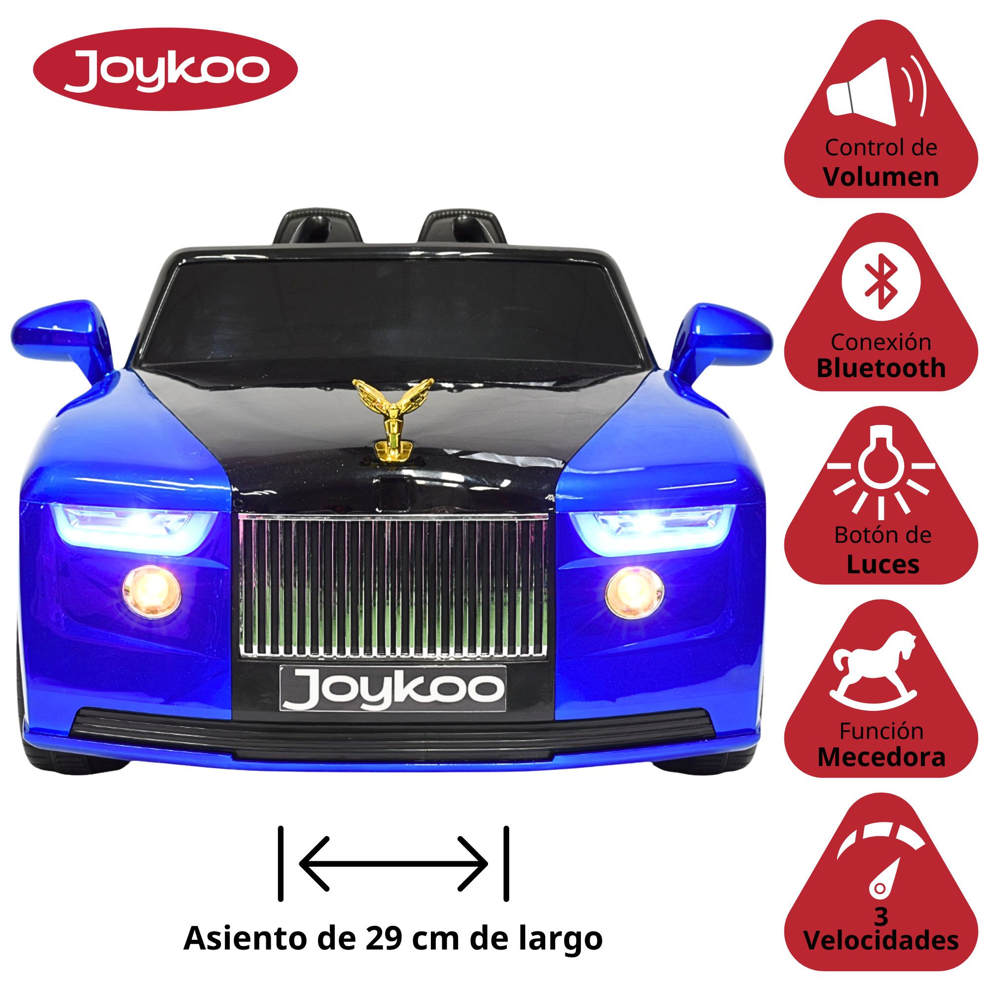 Foto 4 pulgar | Montable Electrico Clásico Para Niños Bluetooth Usb Y Auxiliar Luces Sonido 12v - Azul