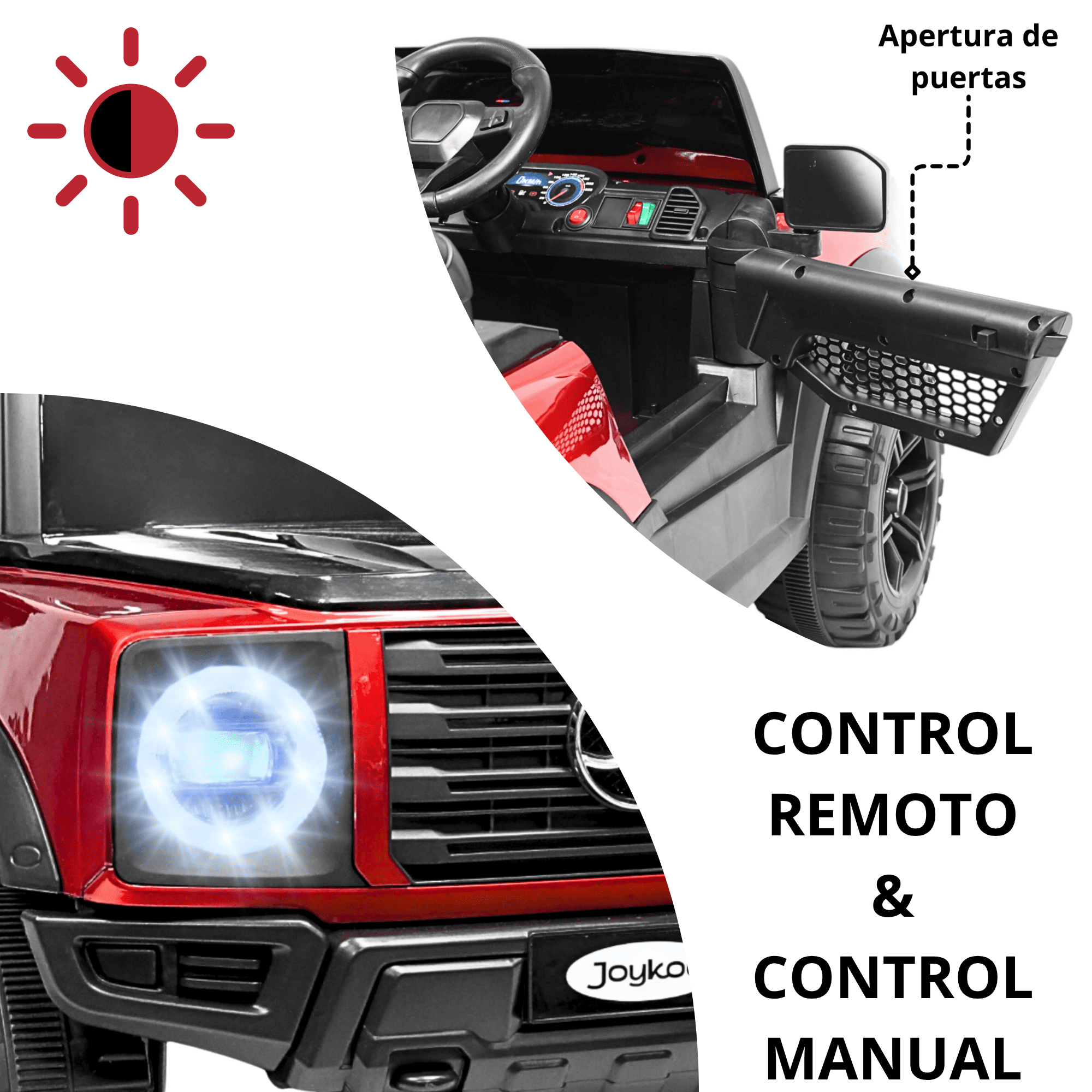 Foto 3 pulgar | Camioneta Montable Electrica Para Niños Función Mecedora Luz Sonido Bluetooth 12v - Rojo