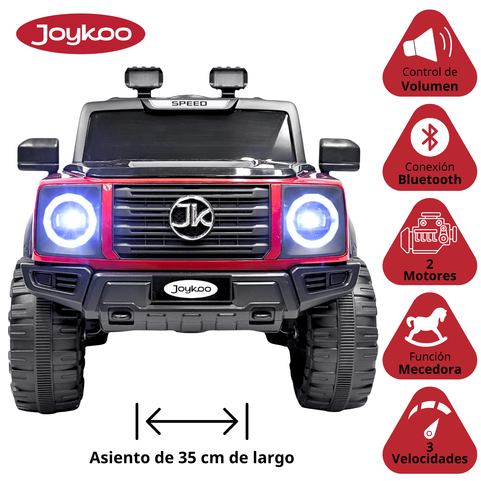 Foto 4 pulgar | Camioneta Montable Electrica Para Niños Función Mecedora Luz Sonido Bluetooth 12v - Rojo