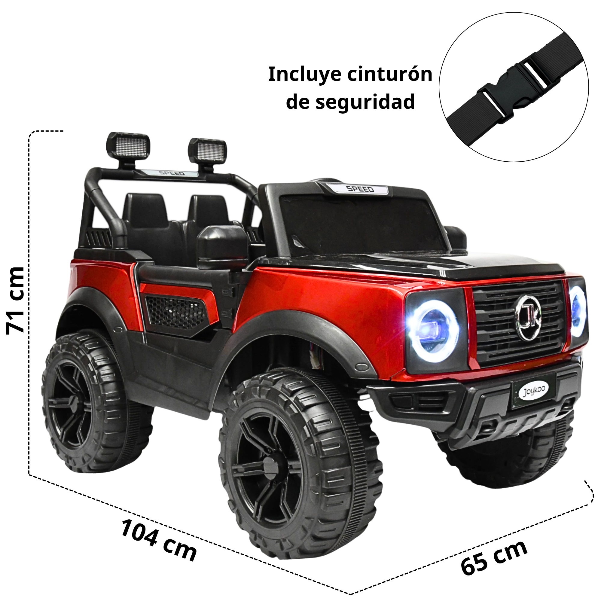 Foto 6 pulgar | Camioneta Montable Electrica Para Niños Función Mecedora Luz Sonido Bluetooth 12v - Rojo