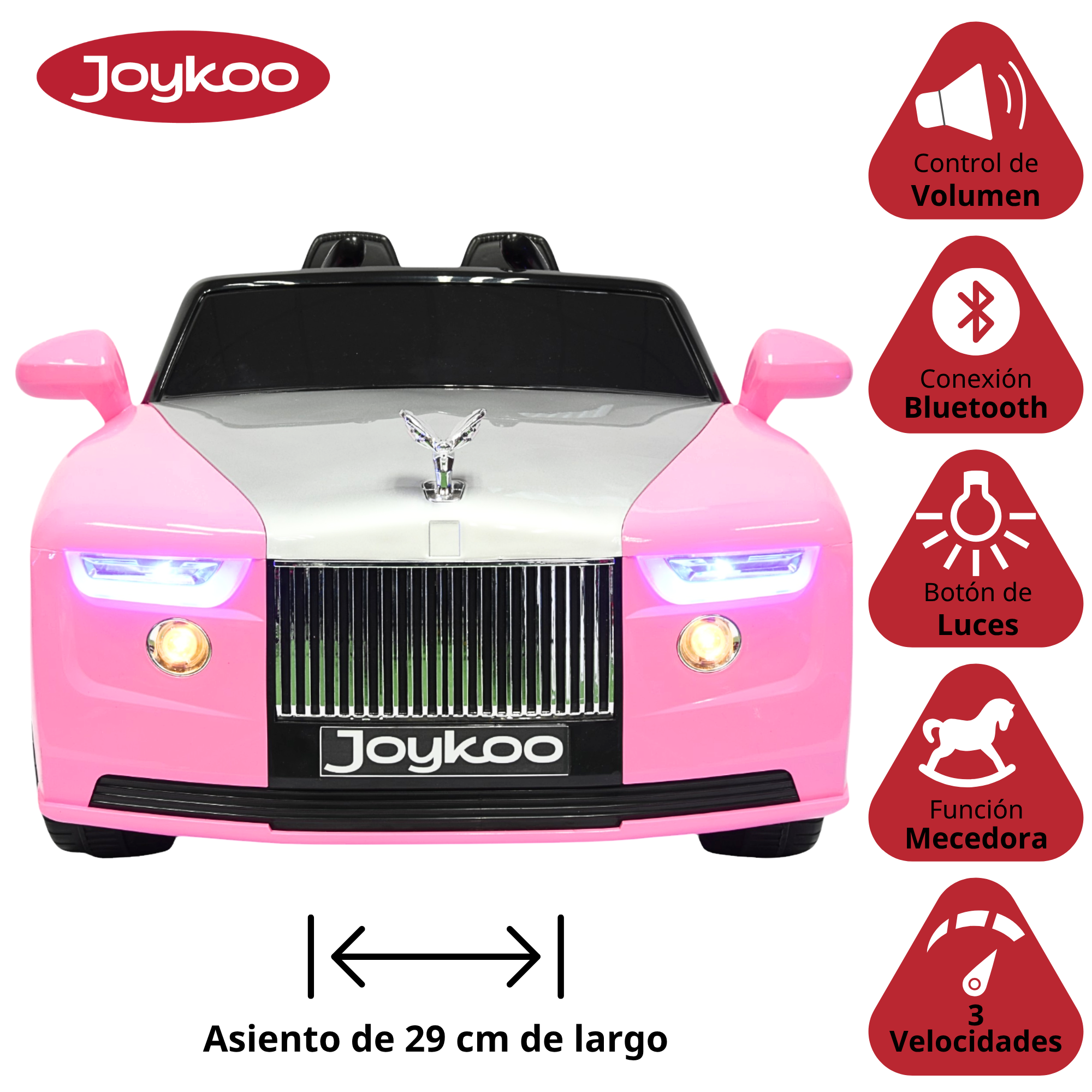 Foto 4 pulgar | Montable Electrico Clásico Para Niños Bluetooth Usb Y Auxiliar Luces Sonido 12v - Rosa