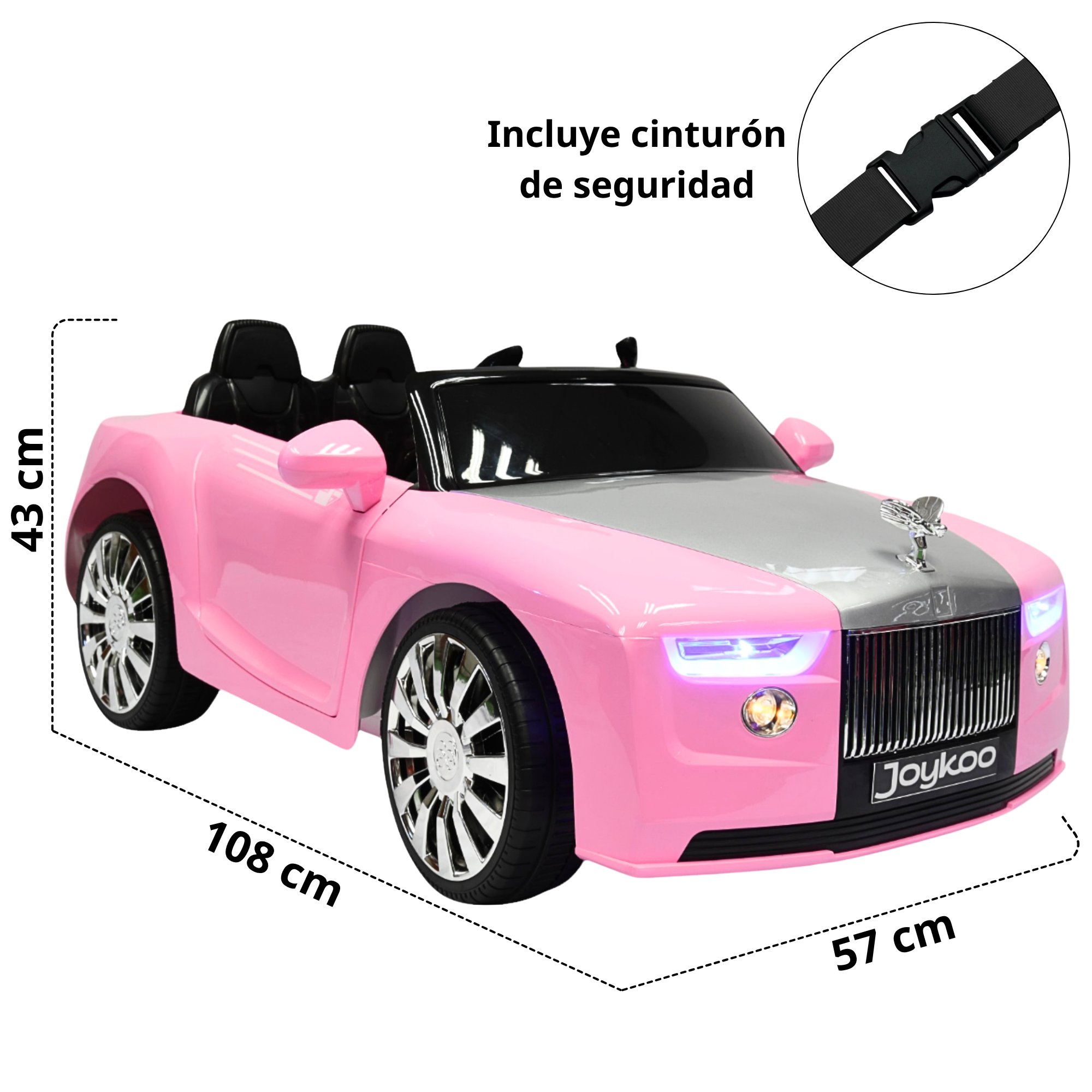 Foto 5 | Montable Electrico Clásico Para Niños Bluetooth Usb Y Auxiliar Luces Sonido 12v - Rosa