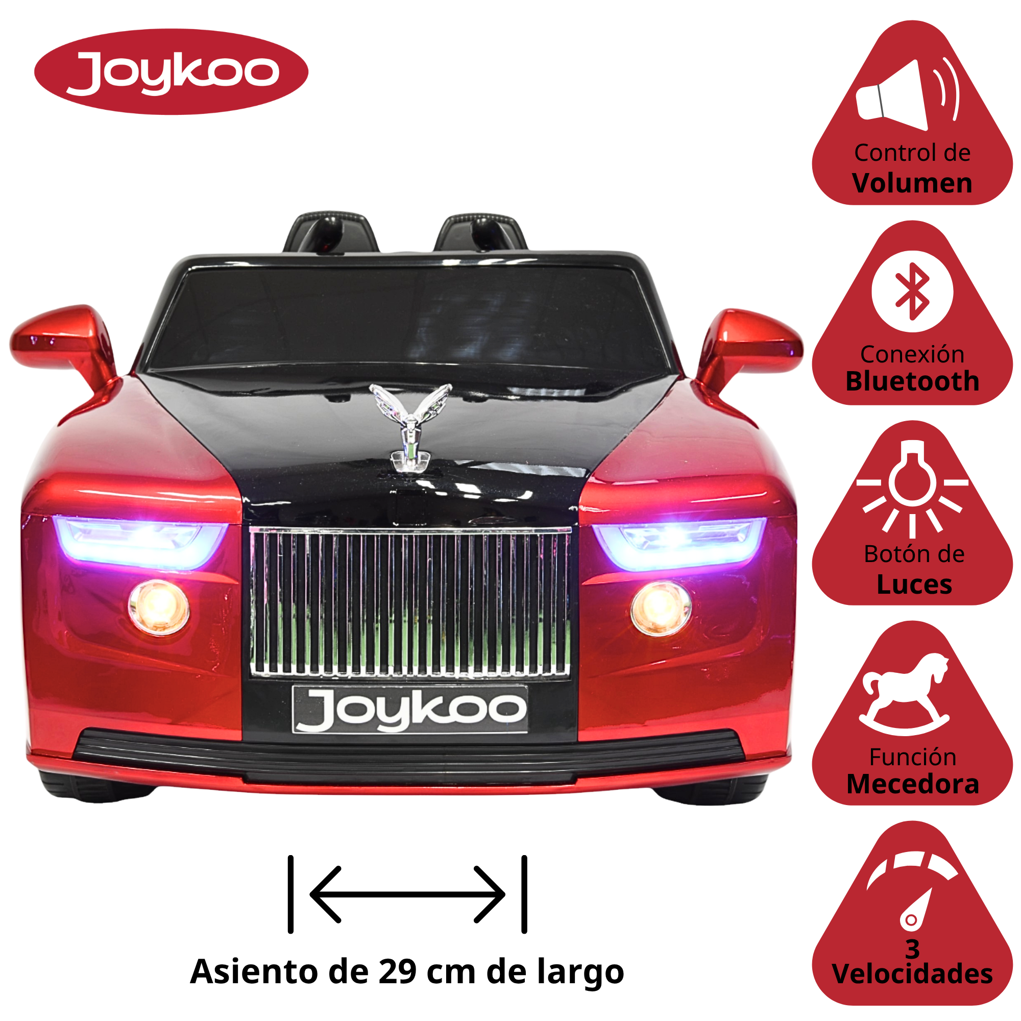 Foto 4 pulgar | Montable Electrico Clásico Para Niños Bluetooth Usb Y Auxiliar Luces Sonido 12v - Rojo