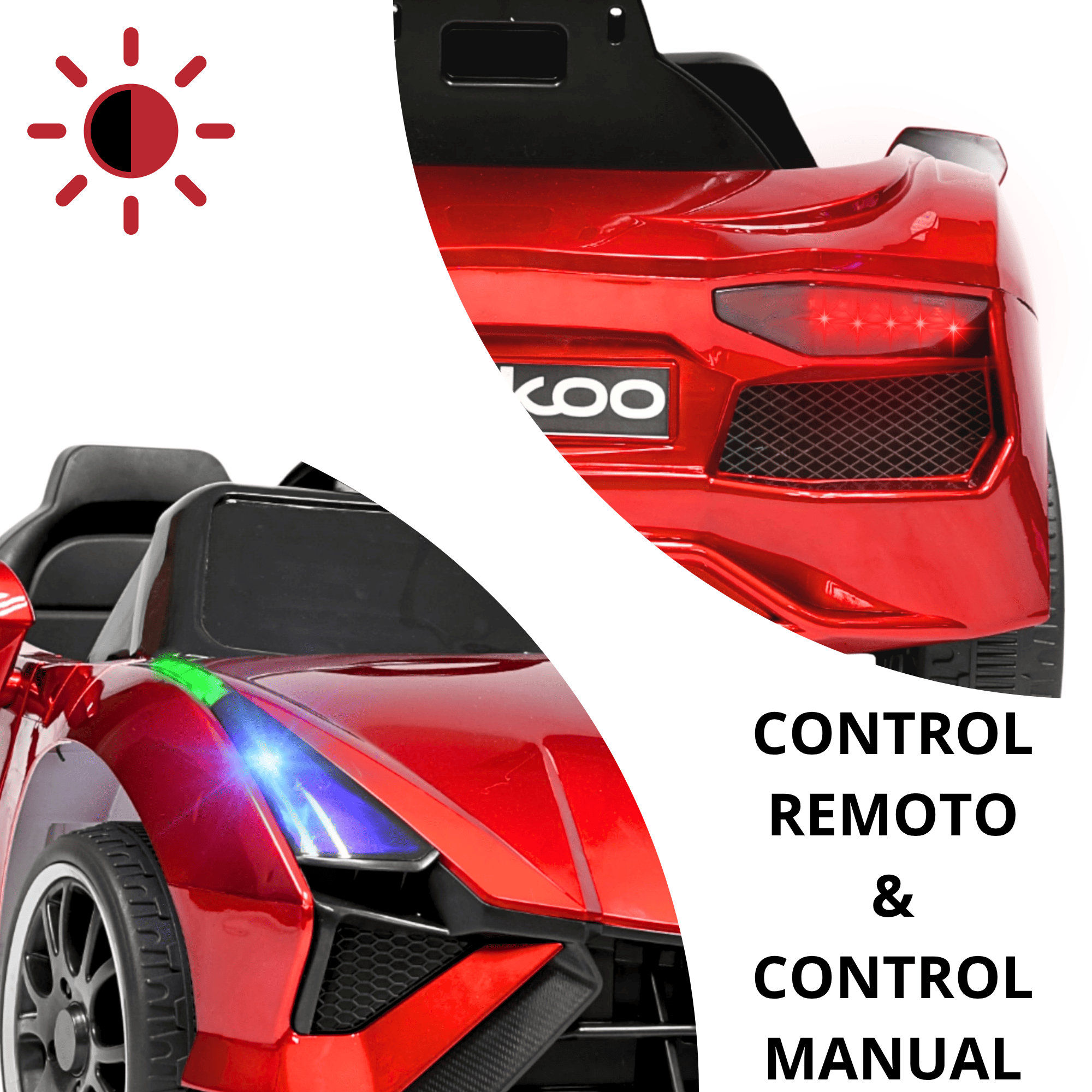 Foto 3 pulgar | Montable Electrico Para Niños Carro Deportivo Bluetooth Luz Led Sonido Control Remoto 12v - Rojo