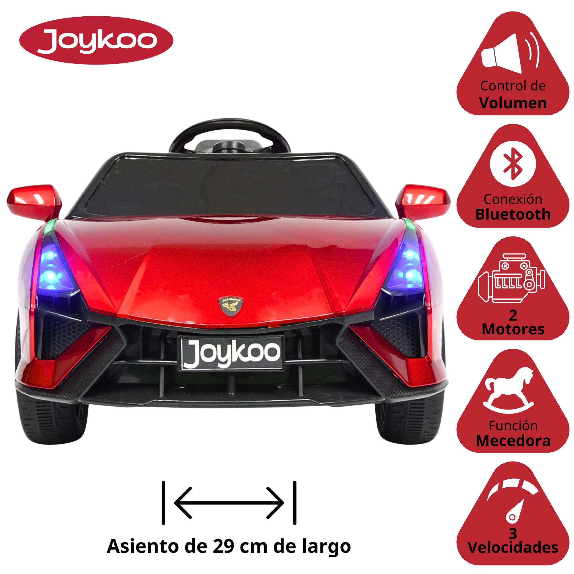 Foto 4 pulgar | Montable Electrico Para Niños Carro Deportivo Bluetooth Luz Led Sonido Control Remoto 12v - Rojo