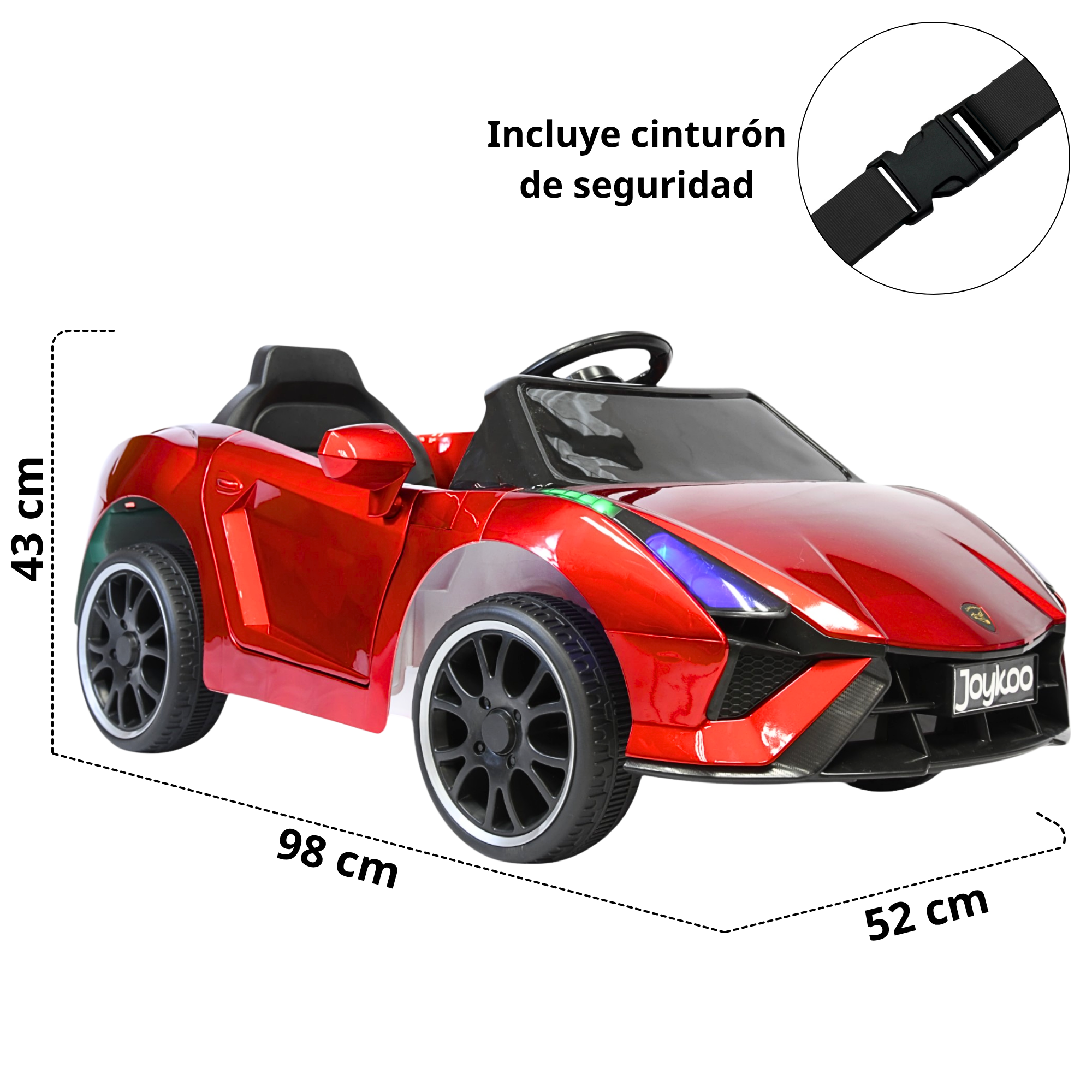 Foto 6 pulgar | Montable Electrico Para Niños Carro Deportivo Bluetooth Luz Led Sonido Control Remoto 12v - Rojo