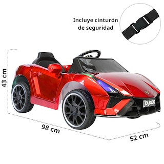Foto 5 | Montable Electrico Para Niños Carro Deportivo Bluetooth Luz Led Sonido Control Remoto 12v - Rojo
