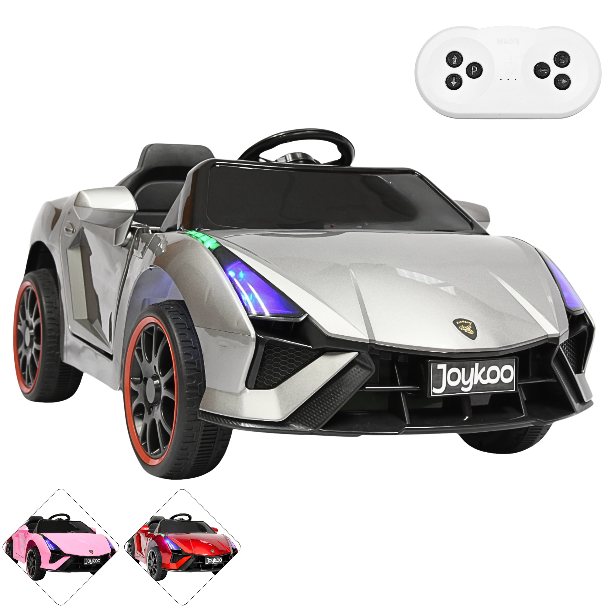 Montable Electrico Para Niños Carro Deportivo Bluetooth Luz Led Sonido Control Remoto 12v - Gris