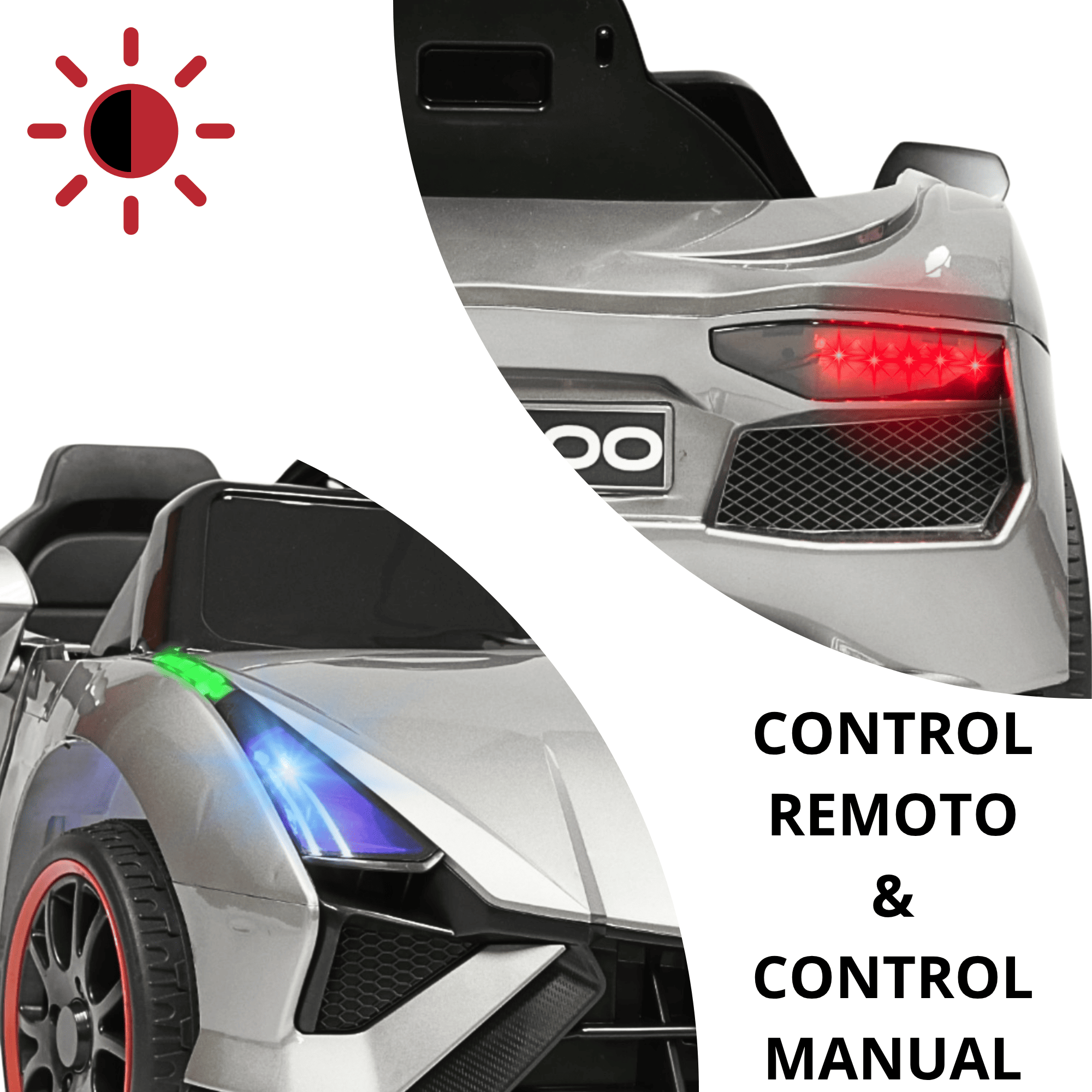 Foto 3 pulgar | Montable Electrico Para Niños Carro Deportivo Bluetooth Luz Led Sonido Control Remoto 12v - Gris