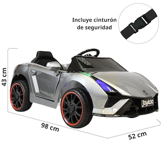 Foto 5 | Montable Electrico Para Niños Carro Deportivo Bluetooth Luz Led Sonido Control Remoto 12v - Gris