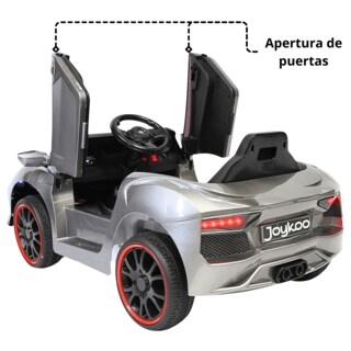 Foto 7 | Montable Electrico Para Niños Carro Deportivo Bluetooth Luz Led Sonido Control Remoto 12v - Gris