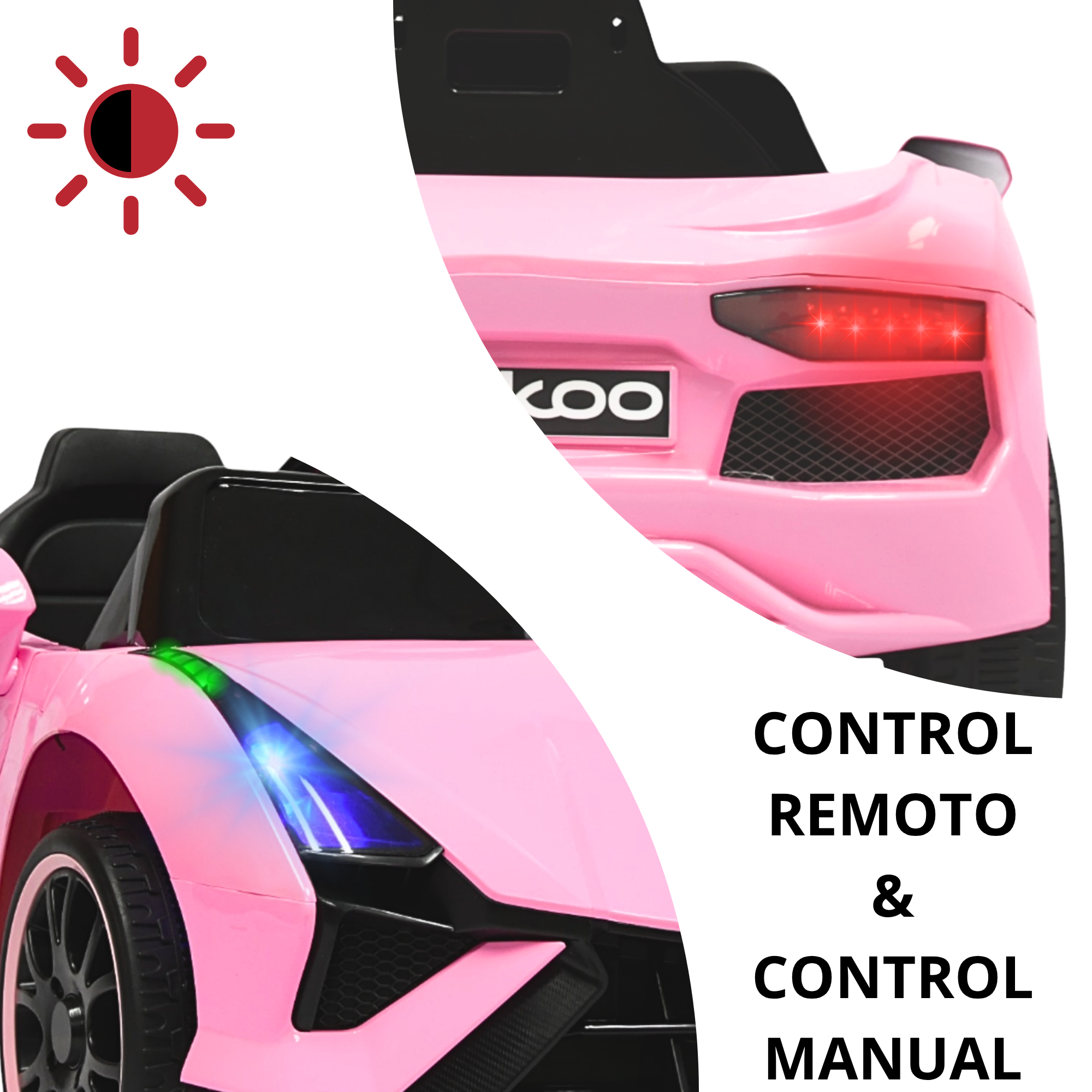 Foto 3 pulgar | Montable Electrico Para Niños Carro Deportivo Bluetooth Luz Led Sonido Control Remoto 12v - Rosa