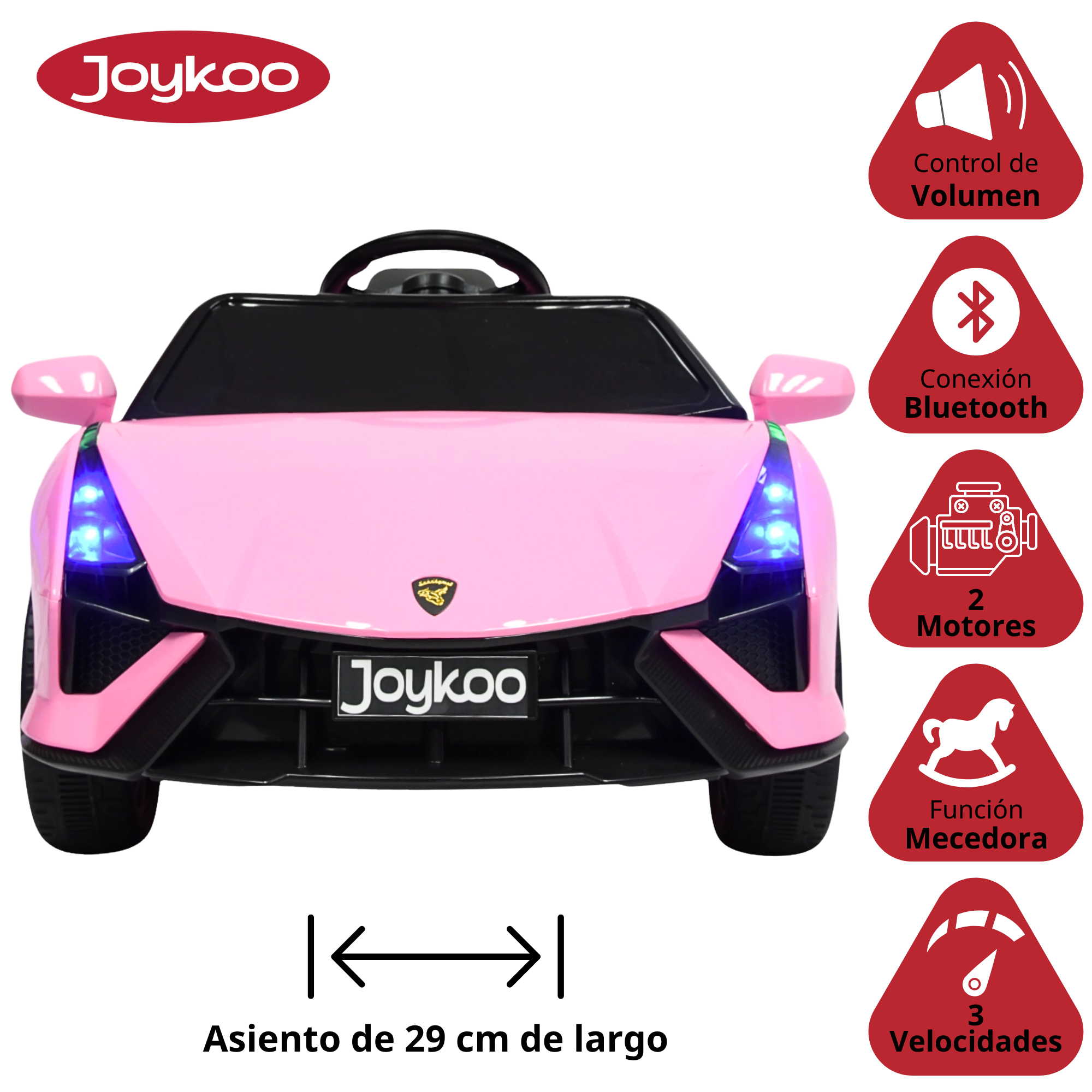 Foto 4 pulgar | Montable Electrico Para Niños Carro Deportivo Bluetooth Luz Led Sonido Control Remoto 12v - Rosa