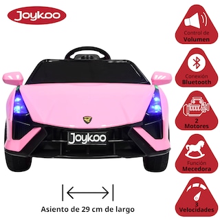 Foto 3 | Montable Electrico Para Niños Carro Deportivo Bluetooth Luz Led Sonido Control Remoto 12v - Rosa