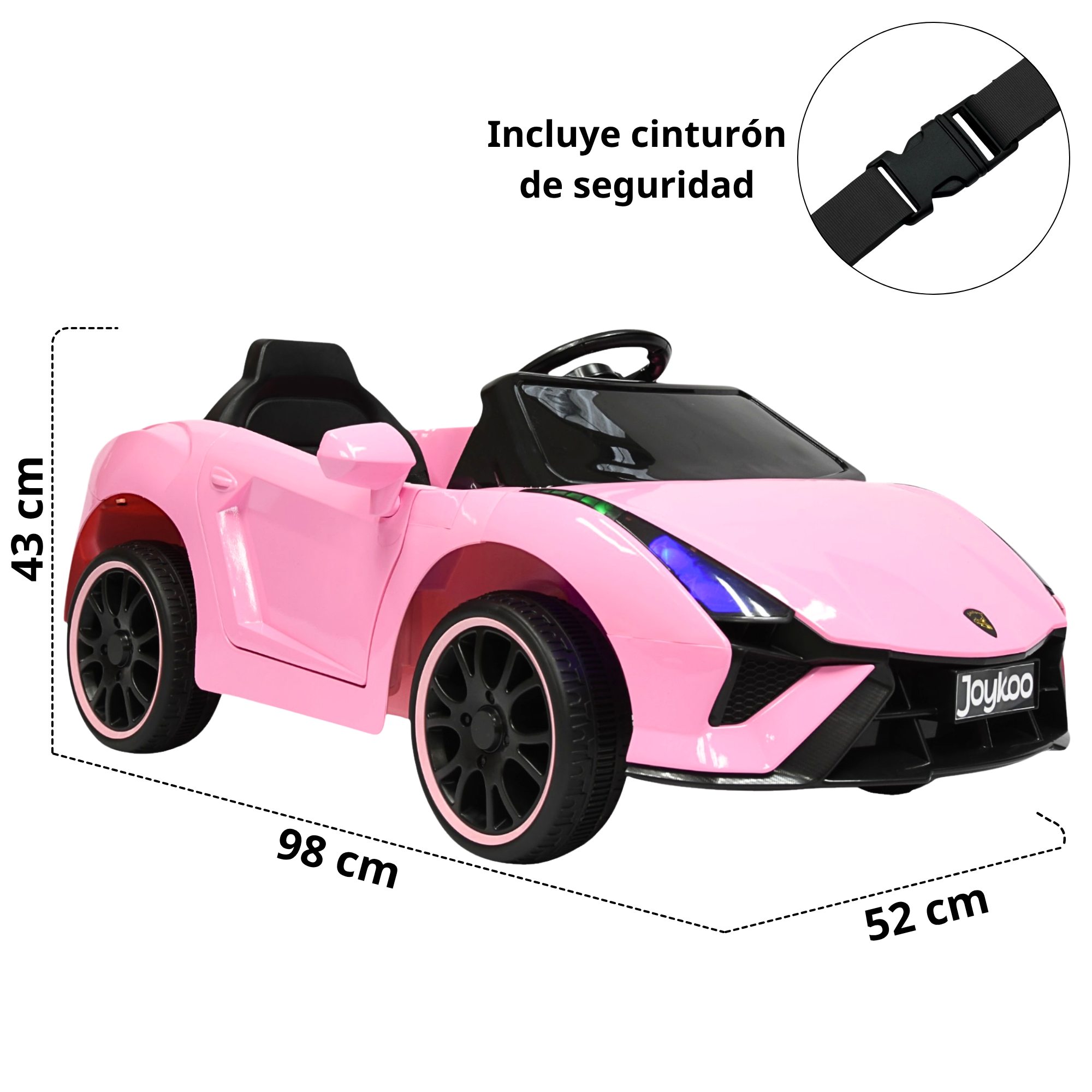 Foto 6 pulgar | Montable Electrico Para Niños Carro Deportivo Bluetooth Luz Led Sonido Control Remoto 12v - Rosa