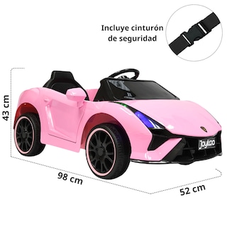 Foto 5 | Montable Electrico Para Niños Carro Deportivo Bluetooth Luz Led Sonido Control Remoto 12v - Rosa