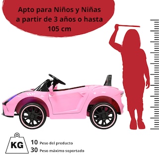 Foto 6 | Montable Electrico Para Niños Carro Deportivo Bluetooth Luz Led Sonido Control Remoto 12v - Rosa
