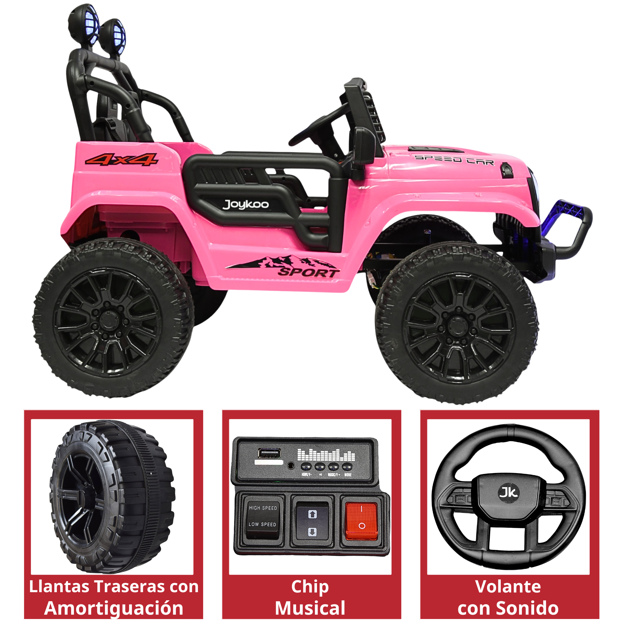 Foto 5 pulgar | Camioneta Montable Electrica Para Niños Con Luz Led Y Sonido Conexión Bluetooth 12v - Rosa