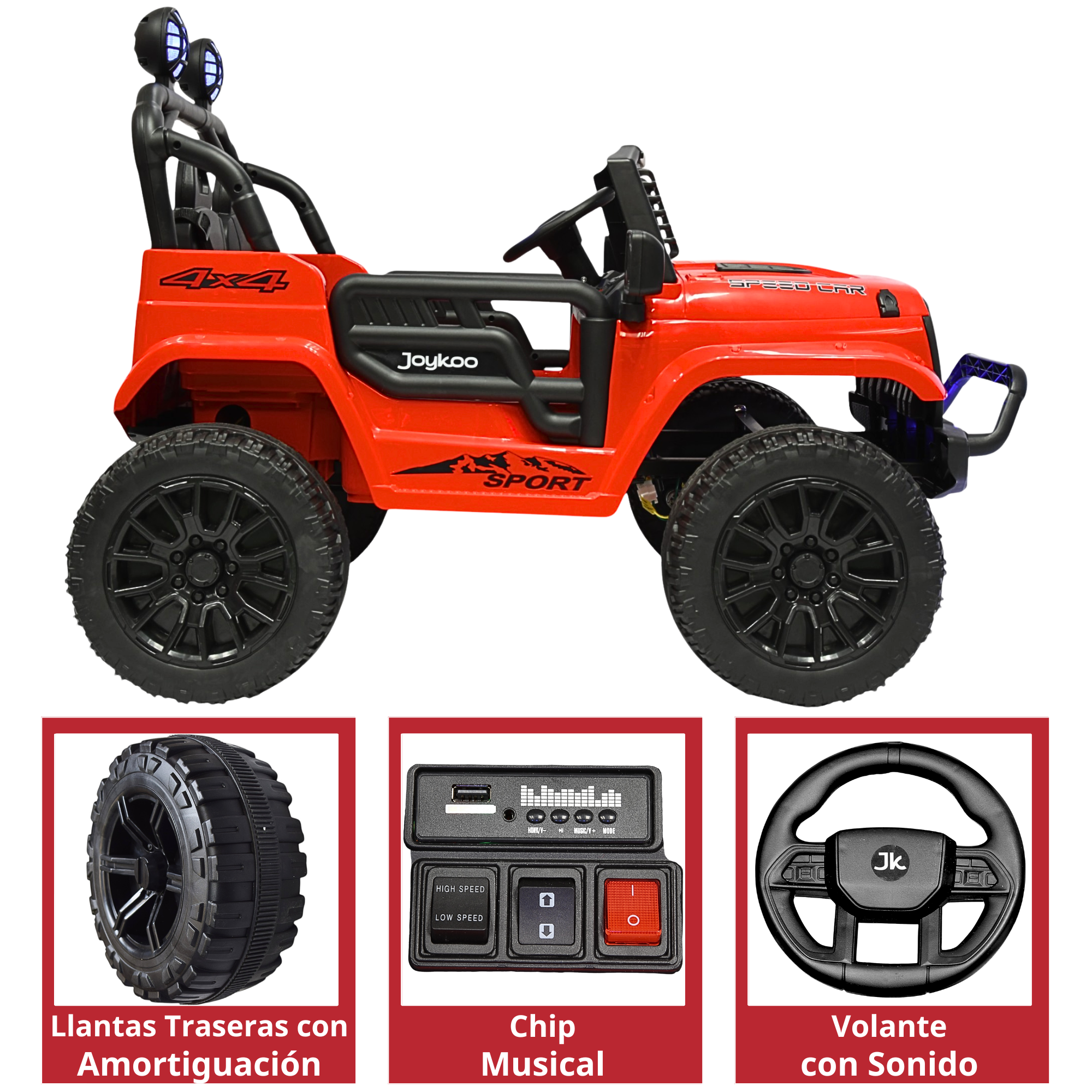Foto 5 pulgar | Camioneta Montable Electrica Para Niños Con Luz Led Y Sonido Conexión Bluetooth 12v - Rojo