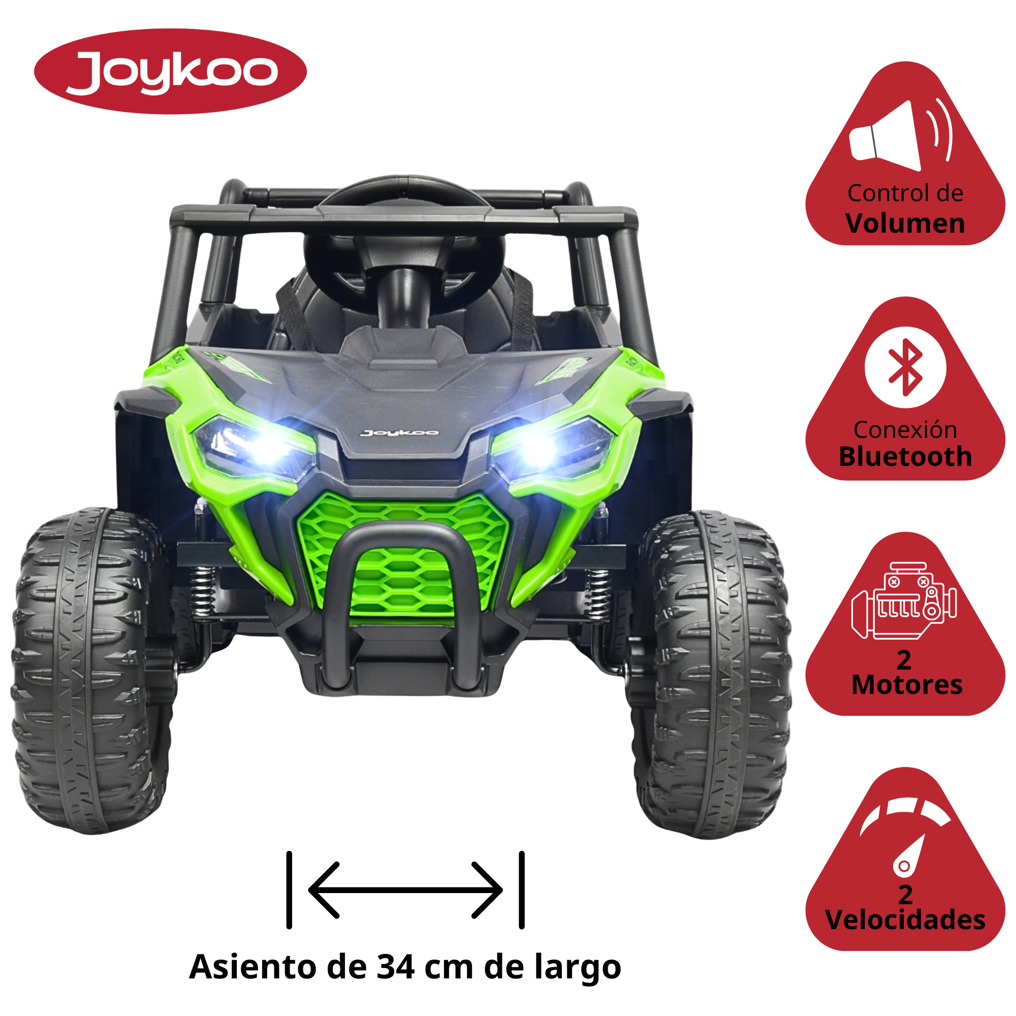 Foto 4 pulgar | Montable Electrico Para Niños Uvt-001 Luz Y Sonido Control Remoto Conexión Usb Y Bluetooth 12v - Verde