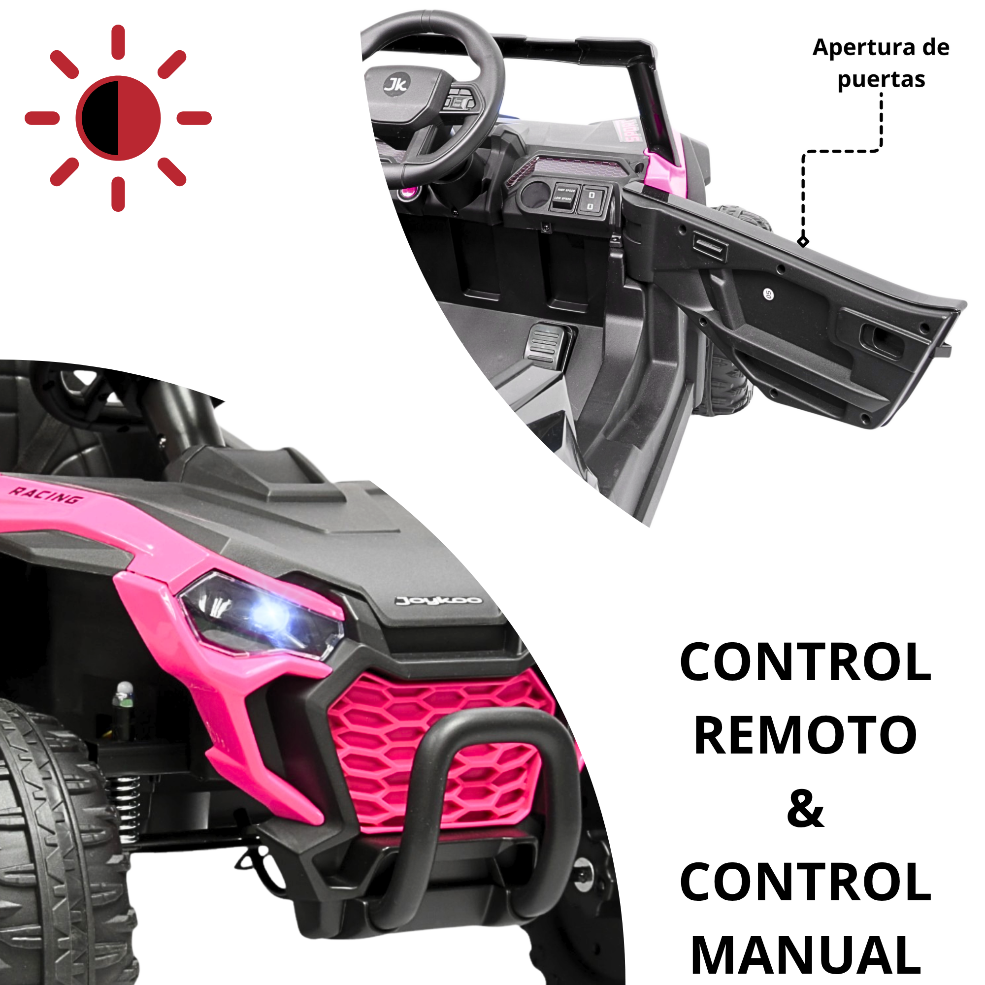 Foto 2 | Montable Electrico Para Niños Uvt-001 Luz Y Sonido Control Remoto Conexión Usb Y Bluetooth 12v - Rosa