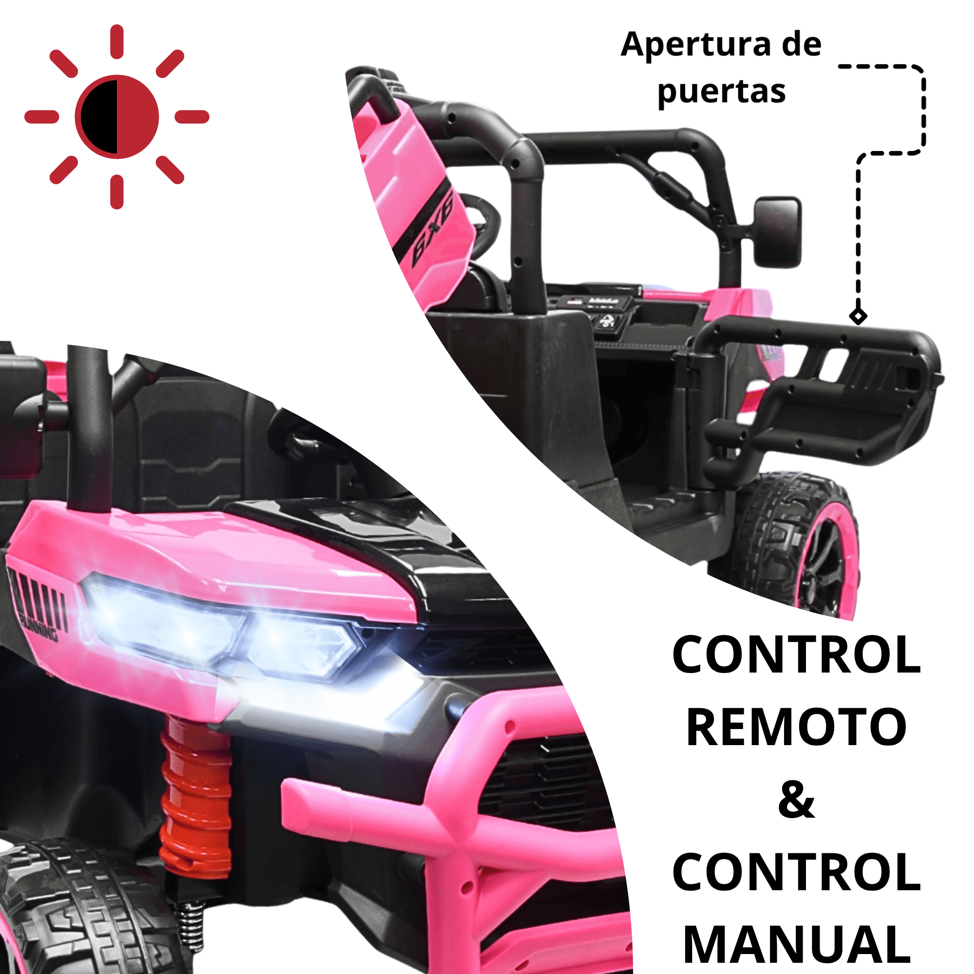 Foto 3 pulgar | Montable Eléctrico Para Niños Tractor 6x6 Caja De Vuelco Atomática Luz Y Sonido Bluetooth 12v - Rosa