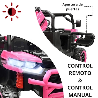 Foto 2 | Montable Eléctrico Para Niños Tractor 6x6 Caja De Vuelco Atomática Luz Y Sonido Bluetooth 12v - Rosa