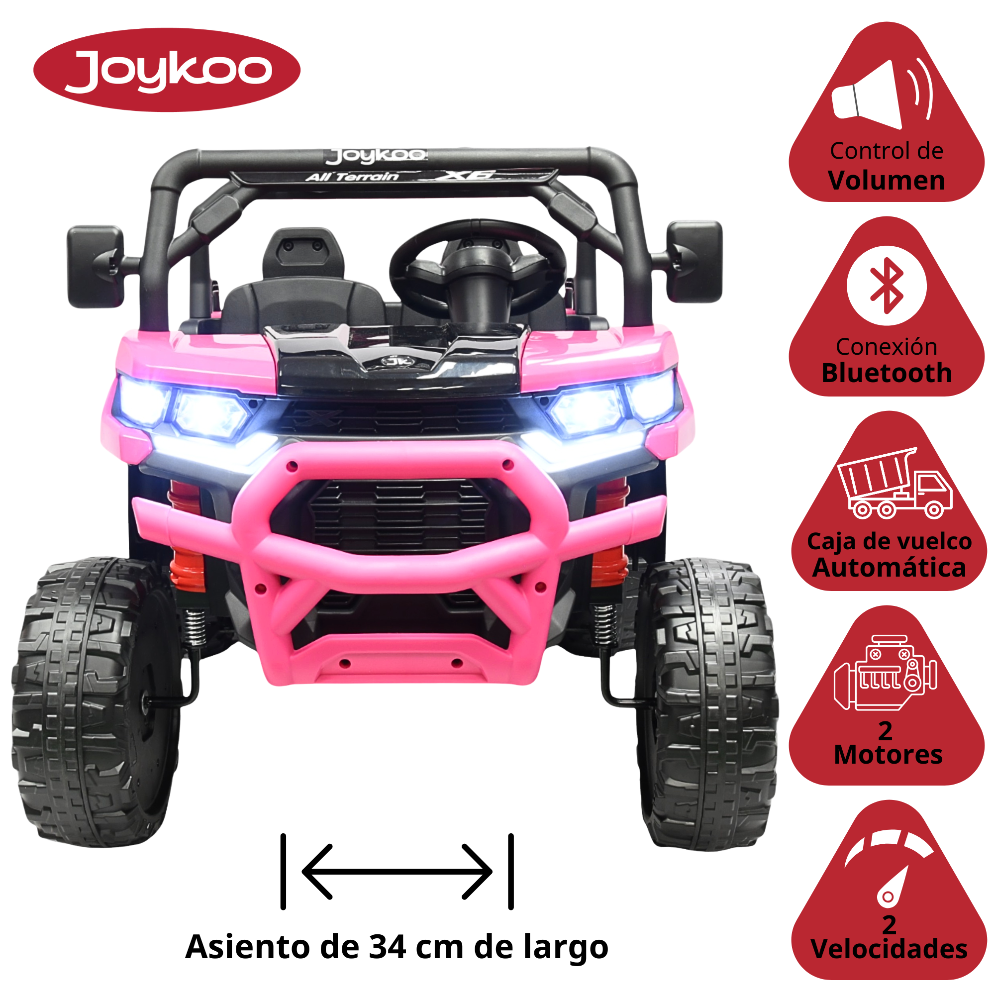 Foto 4 pulgar | Montable Eléctrico Para Niños Tractor 6x6 Caja De Vuelco Atomática Luz Y Sonido Bluetooth 12v - Rosa