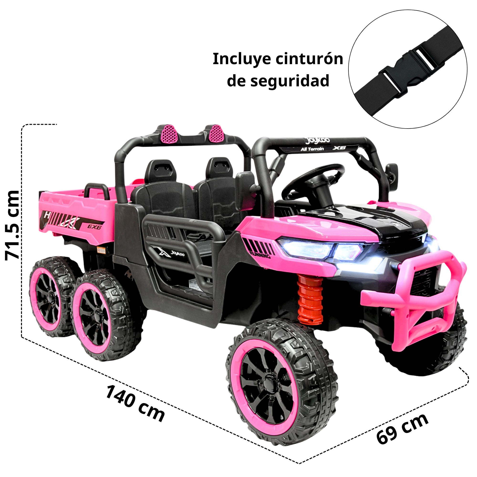 Foto 6 pulgar | Montable Eléctrico Para Niños Tractor 6x6 Caja De Vuelco Atomática Luz Y Sonido Bluetooth 12v - Rosa