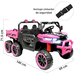 Foto 5 | Montable Eléctrico Para Niños Tractor 6x6 Caja De Vuelco Atomática Luz Y Sonido Bluetooth 12v - Rosa