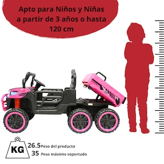 Foto 6 | Montable Eléctrico Para Niños Tractor 6x6 Caja De Vuelco Atomática Luz Y Sonido Bluetooth 12v - Rosa