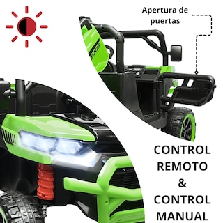 Foto 2 | Montable Eléctrico Para Niños Tractor 6x6 Caja De Vuelco Atomática Luz Y Sonido Bluetooth 12v - Verde